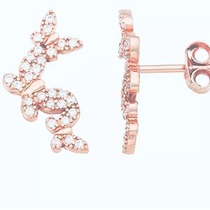 Contessa di Capri Sterling Silver gold CZ Butterfly earrings NEW IN BOX